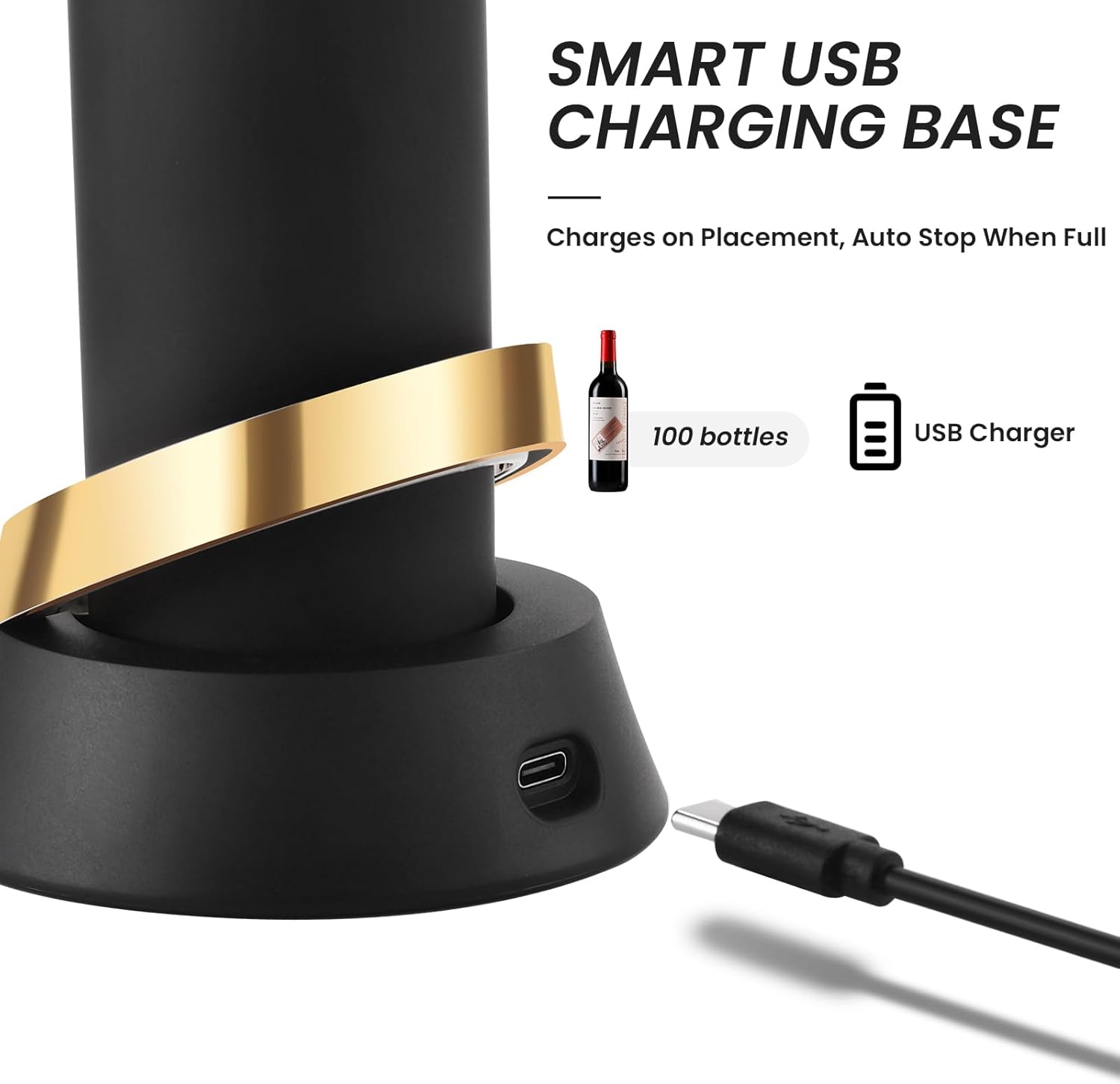 Luxury Electric Wine Bottle Opener with Charging Base and Built-in Foil Cutter