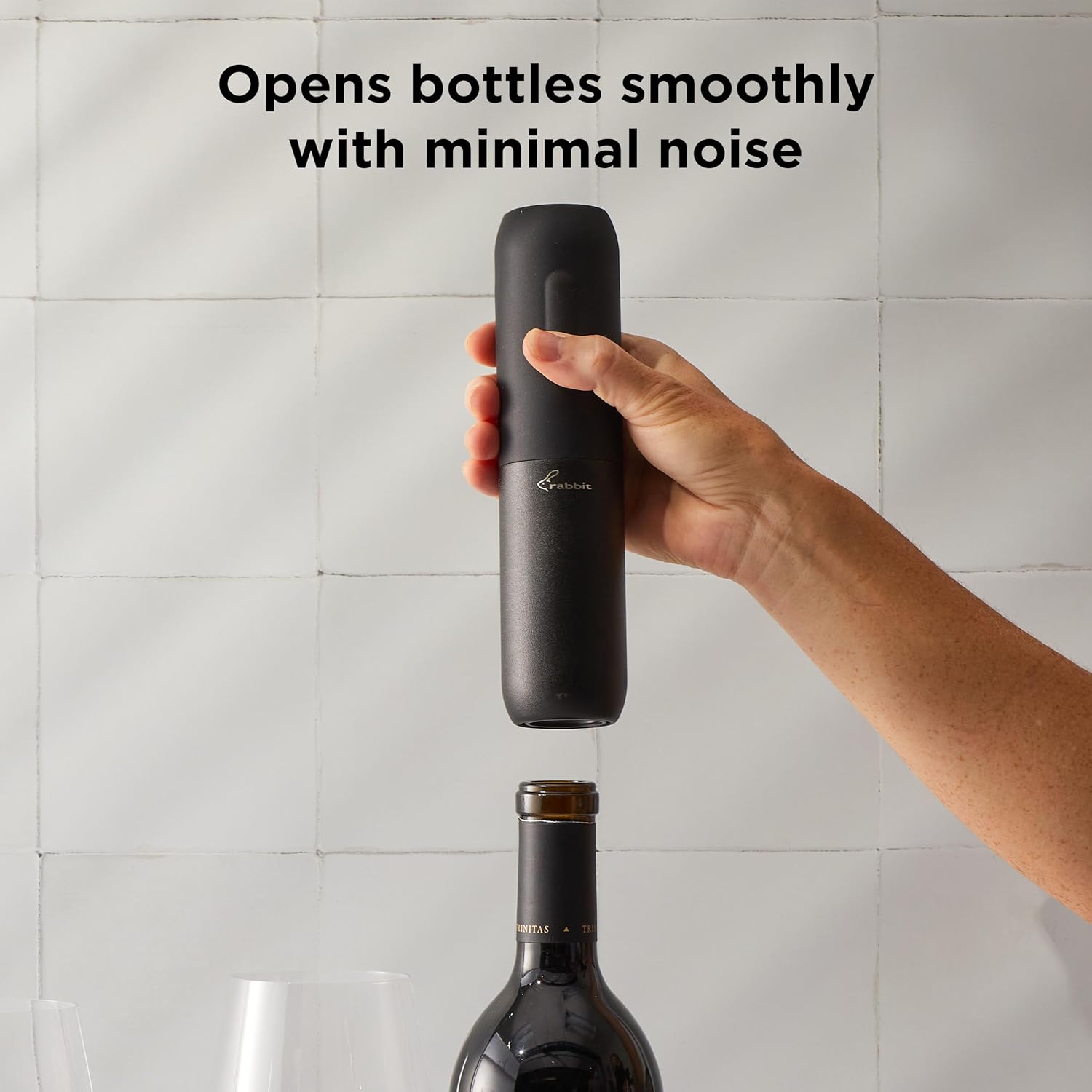 Compact Electric Corkscrew Wine Bottle Opener, Black, 10.75 Inch