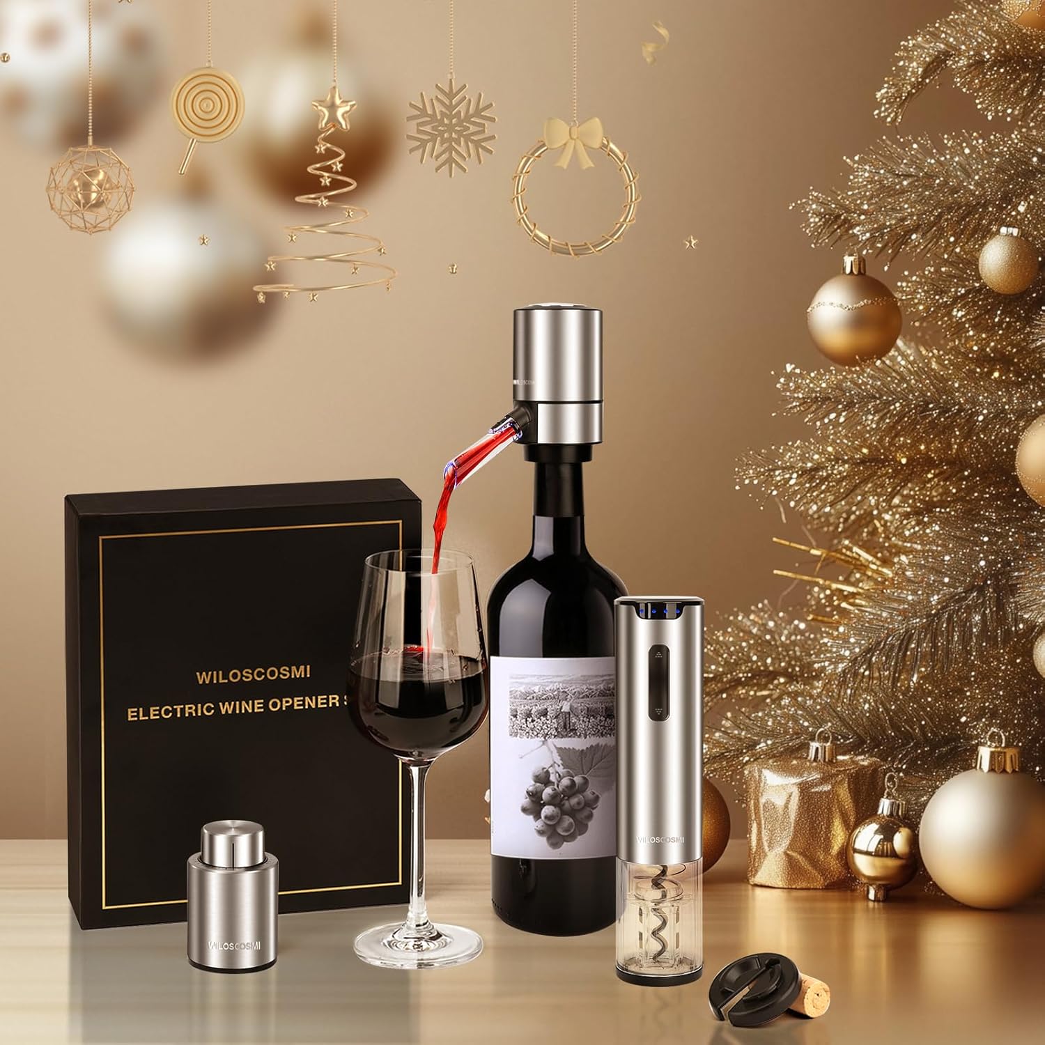 Electric Wine Opener Set,Rechargeable Automatic Corkscrew Wine Bottle Opener with Aerator