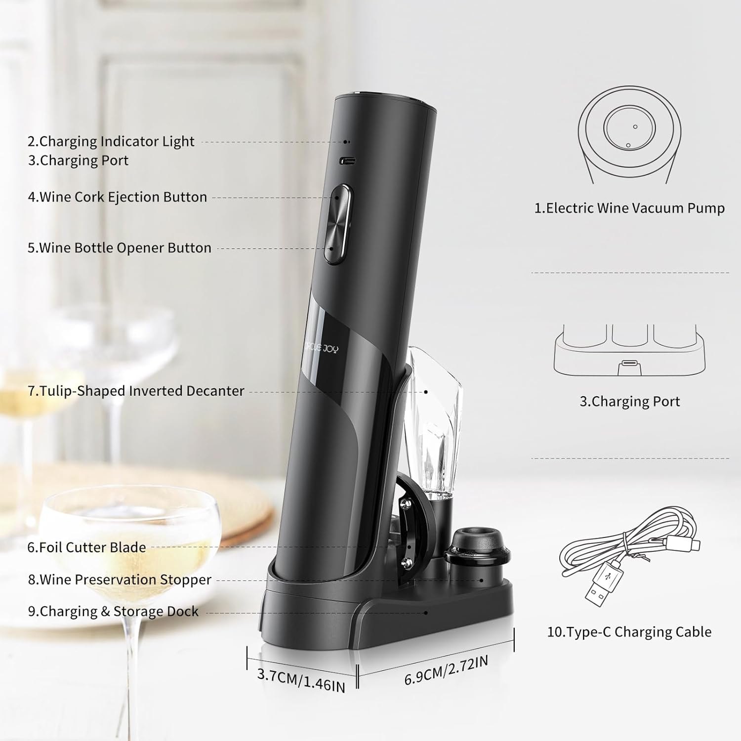 7-in-1 Wine Gift Set with Electric Vacuum Pump