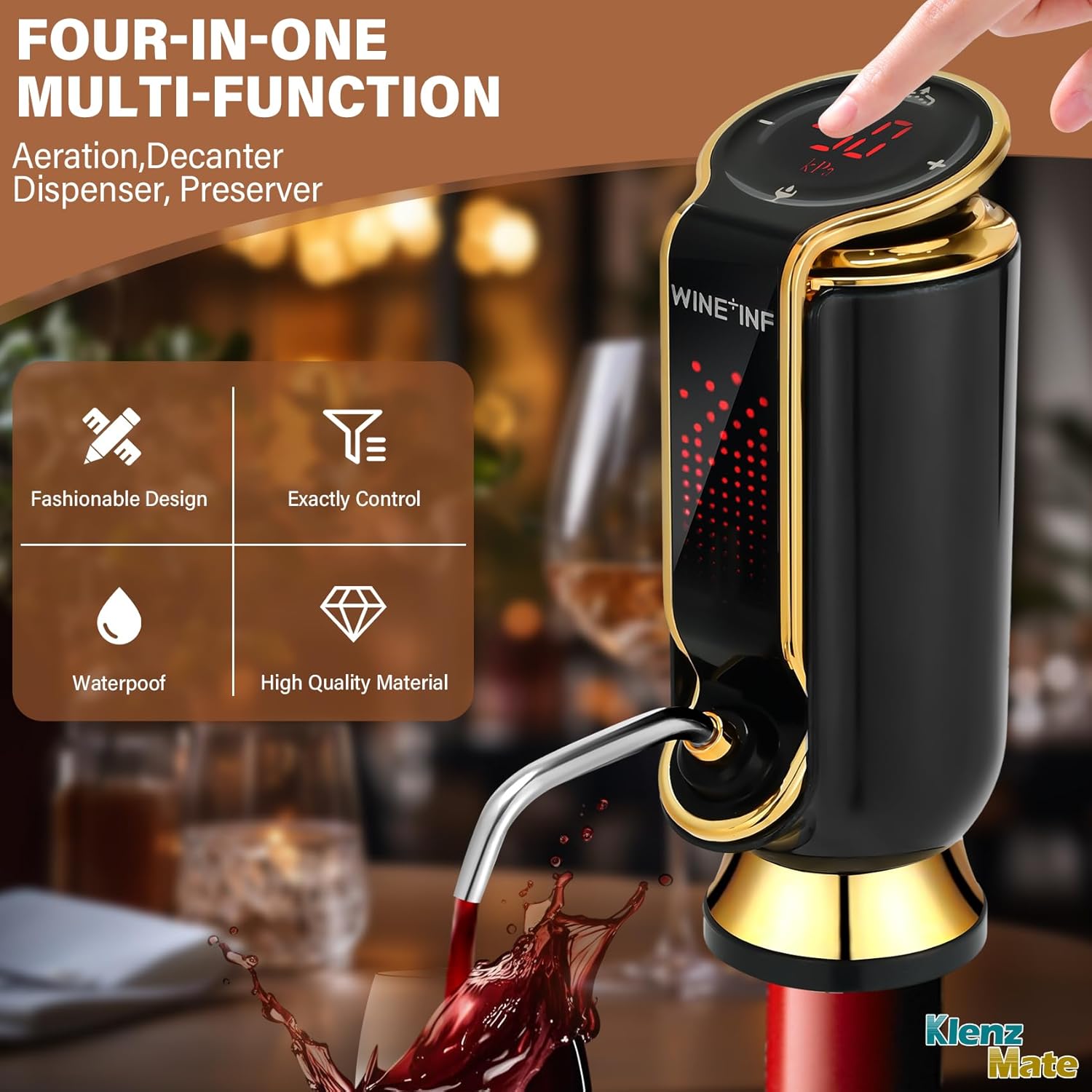 Dispenser and Vacuum Sealer, Wine Opener,Foil Cutter