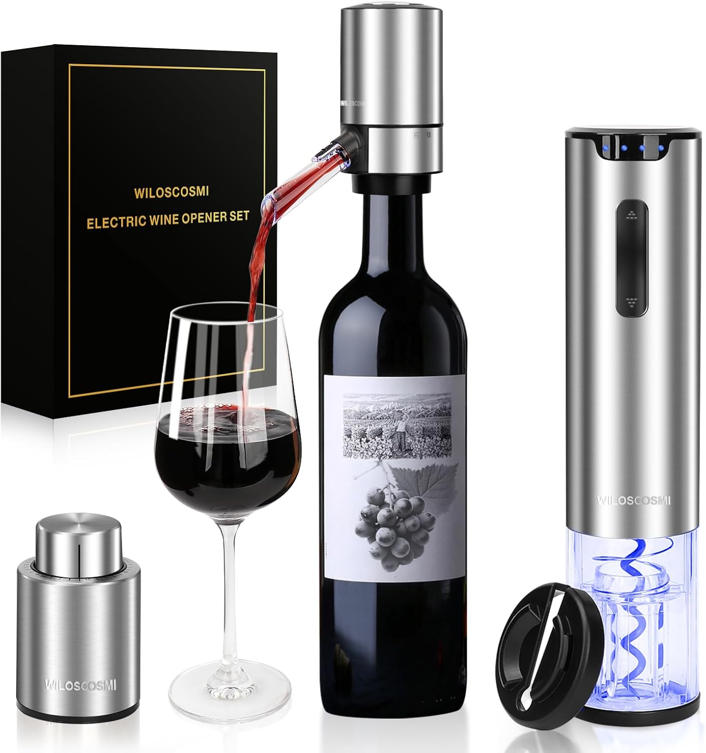 Electric Wine Opener Set,Rechargeable Automatic Corkscrew Wine Bottle Opener with Aerator