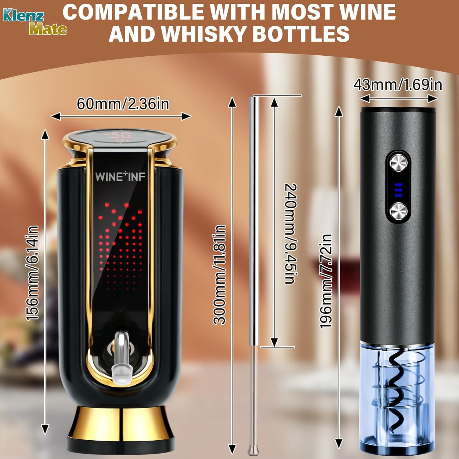 Dispenser and Vacuum Sealer, Wine Opener,Foil Cutter