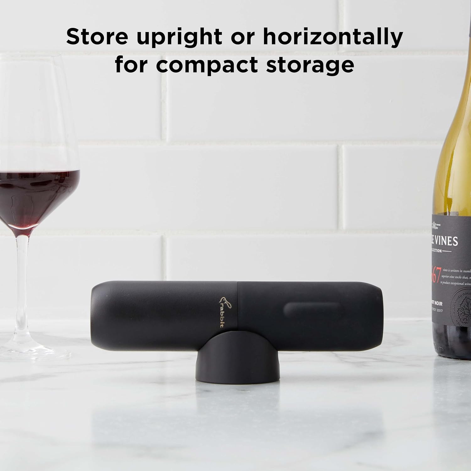 Compact Electric Corkscrew Wine Bottle Opener, Black, 10.75 Inch