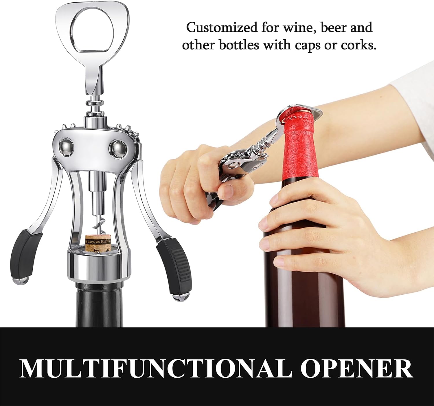 Multifunctional Wine Accessories with Ergonomic Handle and Sharp Screw, for Kitchen
