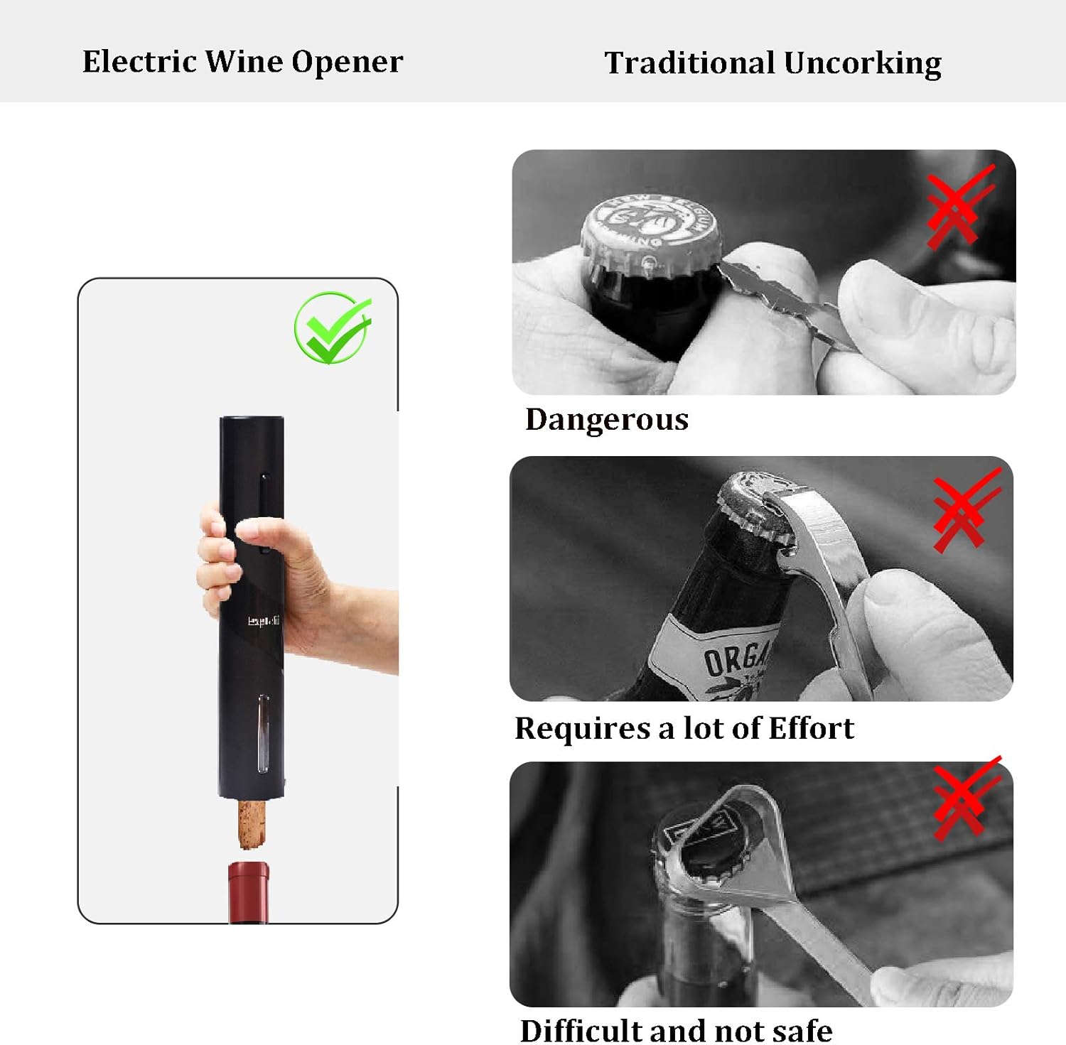 Automatic Bottle Corkscrew with Foil Cutter, Vacuum Stopper and Wine Aerator Pourer
